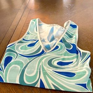 blue and teal garge low cut top
